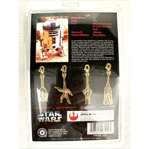 Star Wars 1996 Artoo Detoo R2-D2 Die Cast Metal Key Chain #3110 Placo Products - Picture 3 of 3